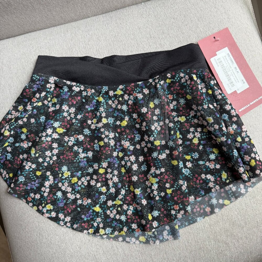 Mirella floral print dance skirt. Black/Multi color, size 4/6 toddler